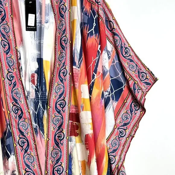 Tolani Collection Raelyn Open Front Kimono Cardigan Abstract Red Womens 2X - Picture 4 of 11